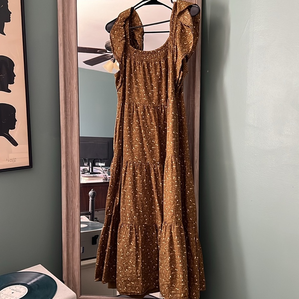 Madewell Ruffle Sleeve Tiered Midi Dress